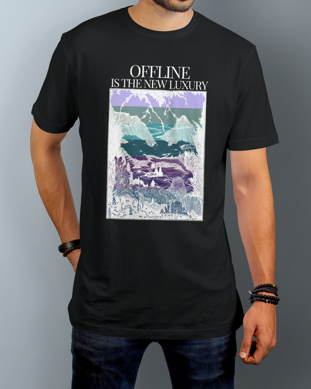 Offline is the new luxury Graphic Designed Round Neck T-shirt
