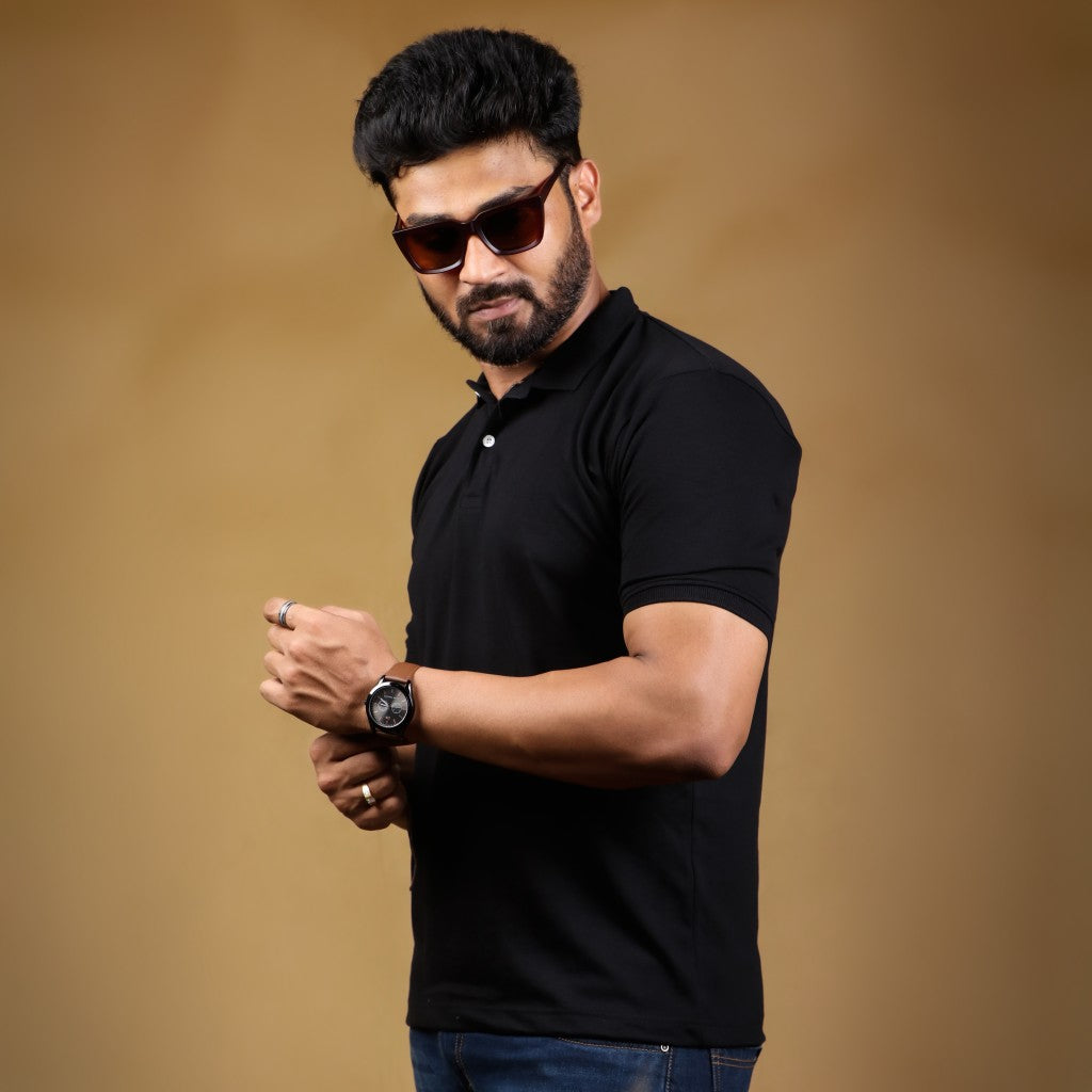 Plain - Black Polo T-shirt