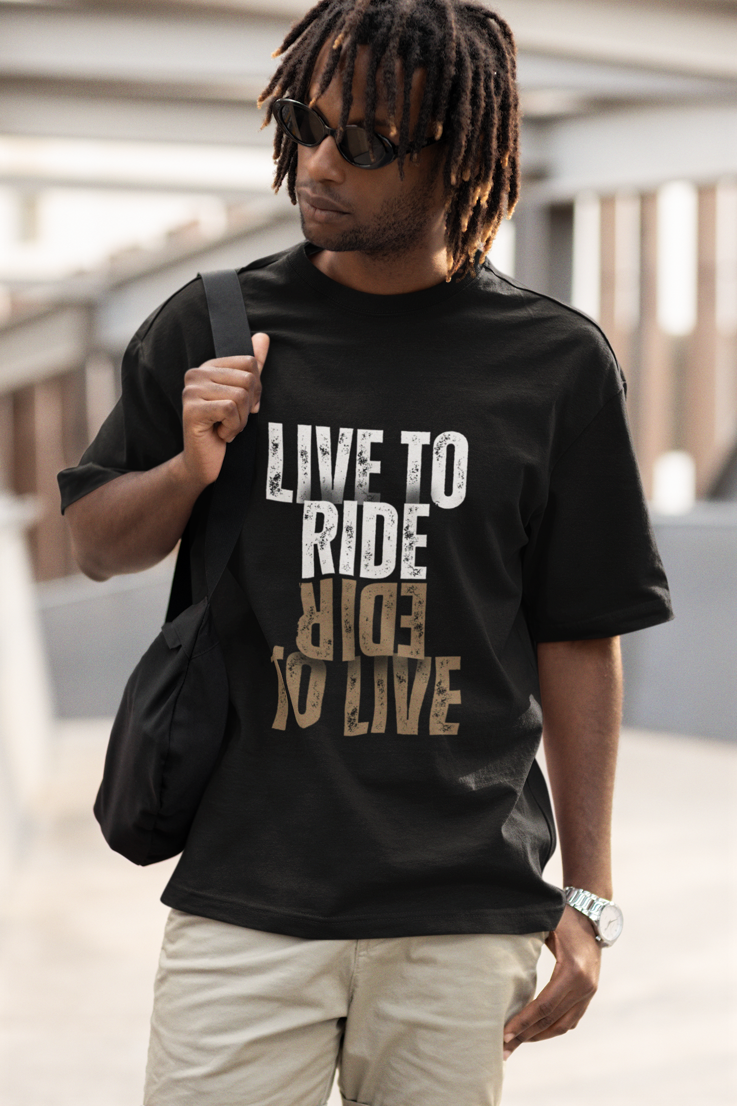 Live to Ride Ride to Live Black Oversized T-shirt