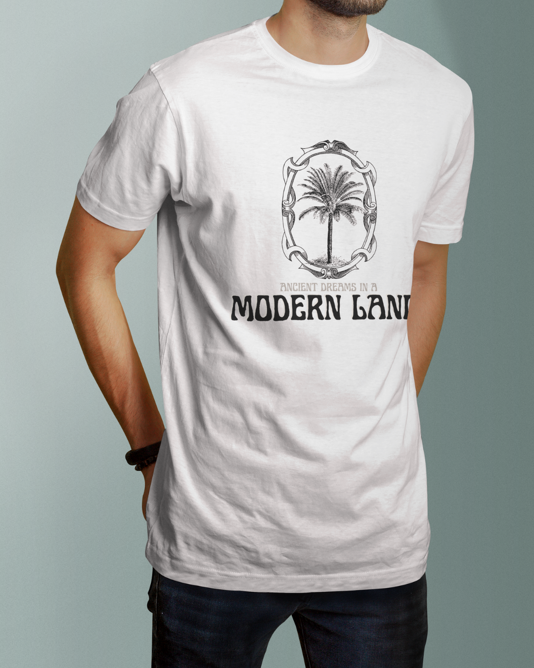 Modern Land Graphic Designed Round Neck T-shirt