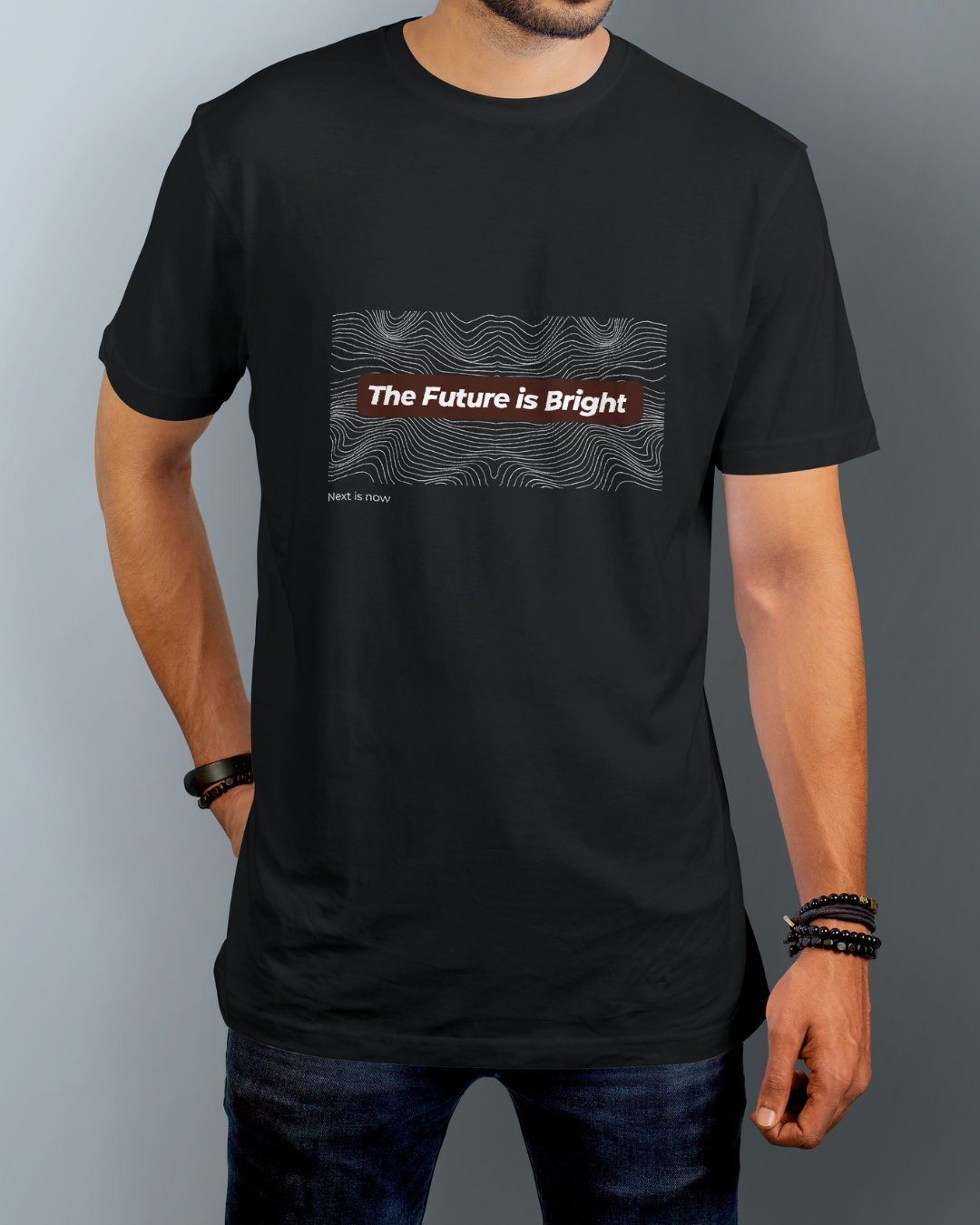 The Future is Bright Graphic Designed Round Neck T-shirt
