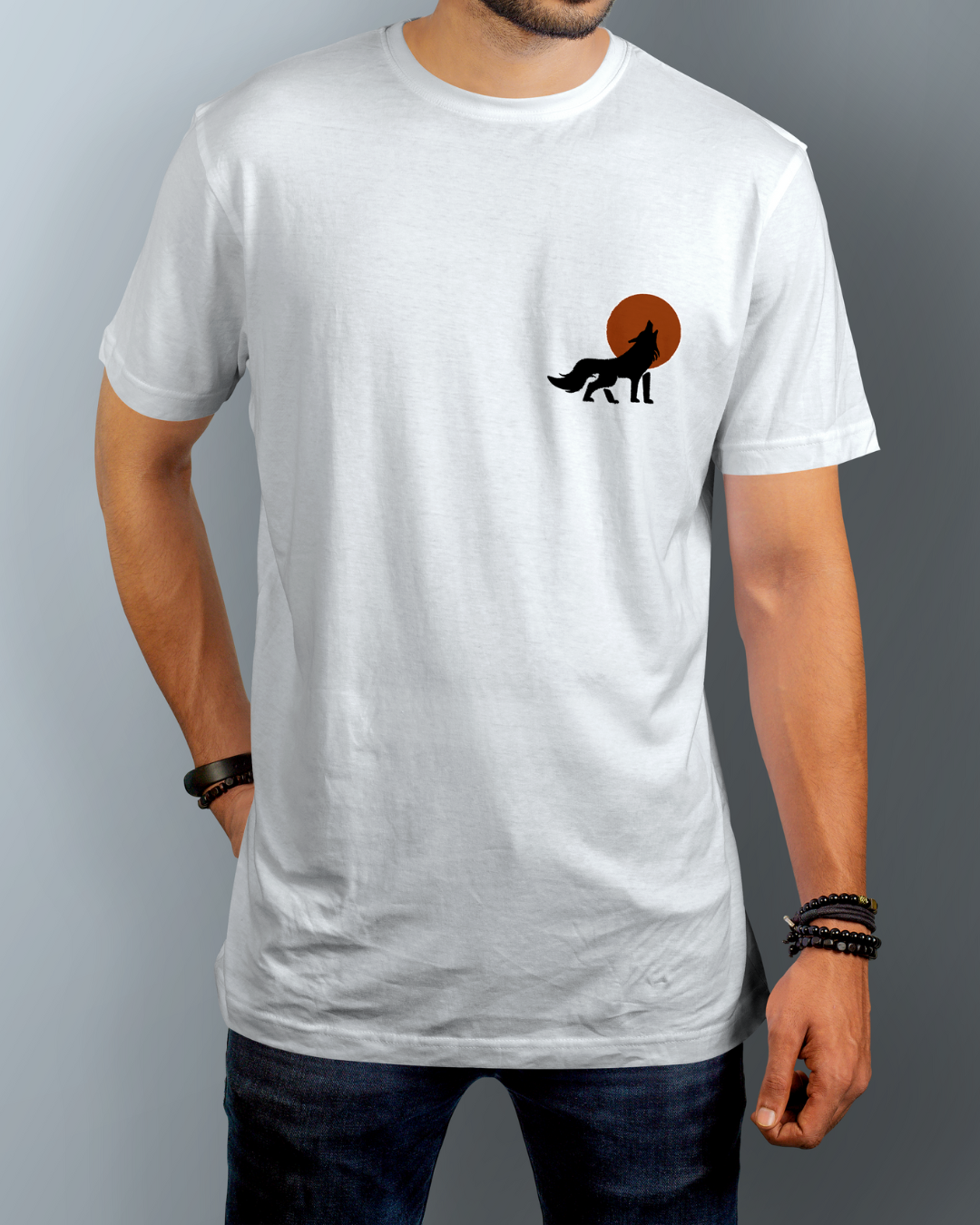 Wolf Graphic Designed Round Neck T-shirt