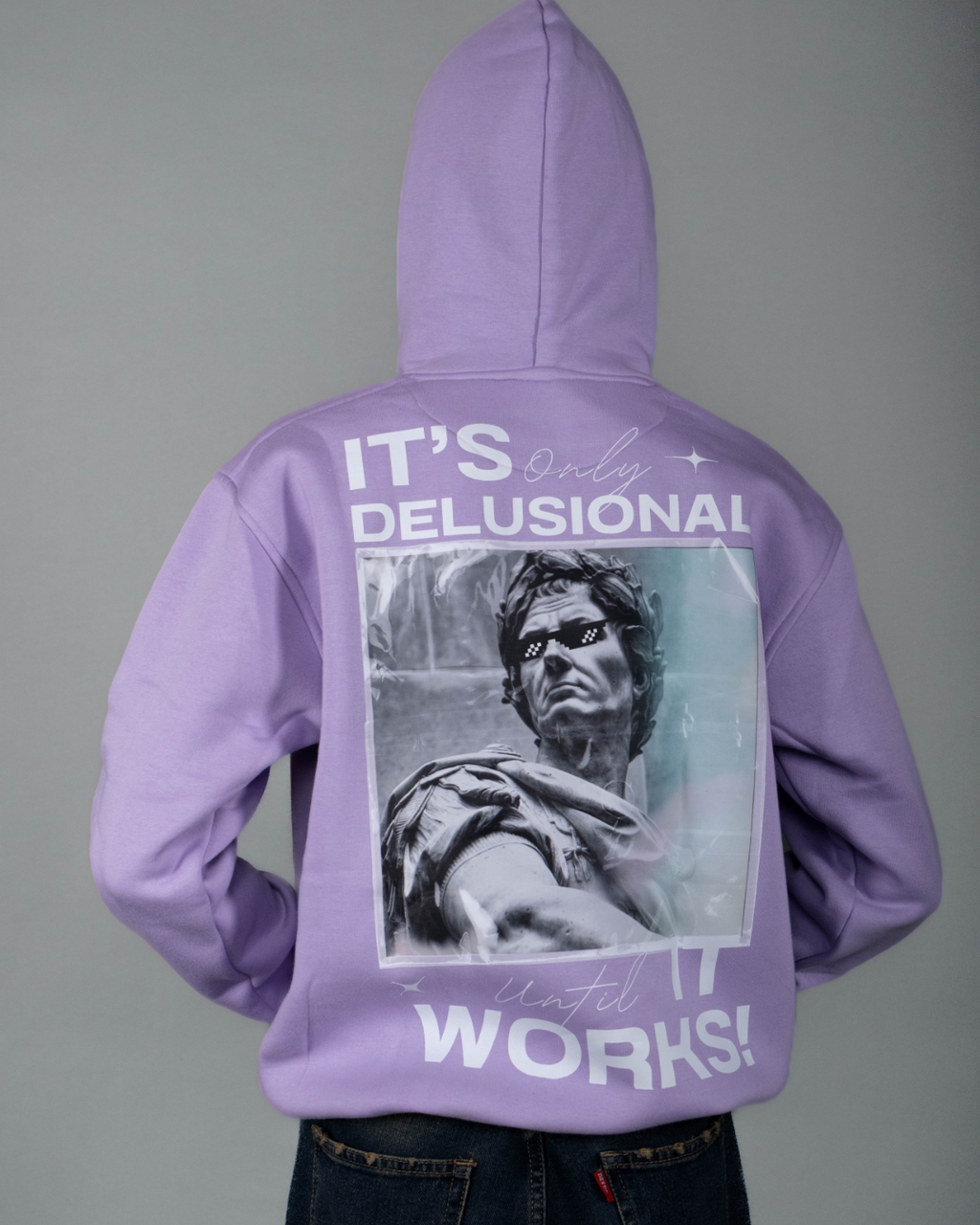 It's Only Delutional Untill It Works  - Graphic Designed Hoodie