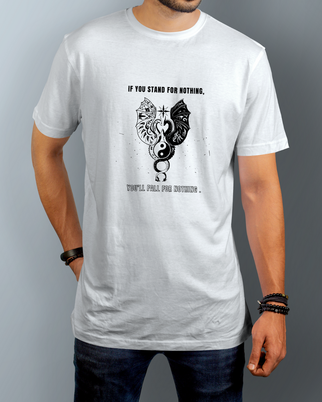 If you stand for nothing you'll fall for nothing  Graphic Designed Round Neck T-shirt