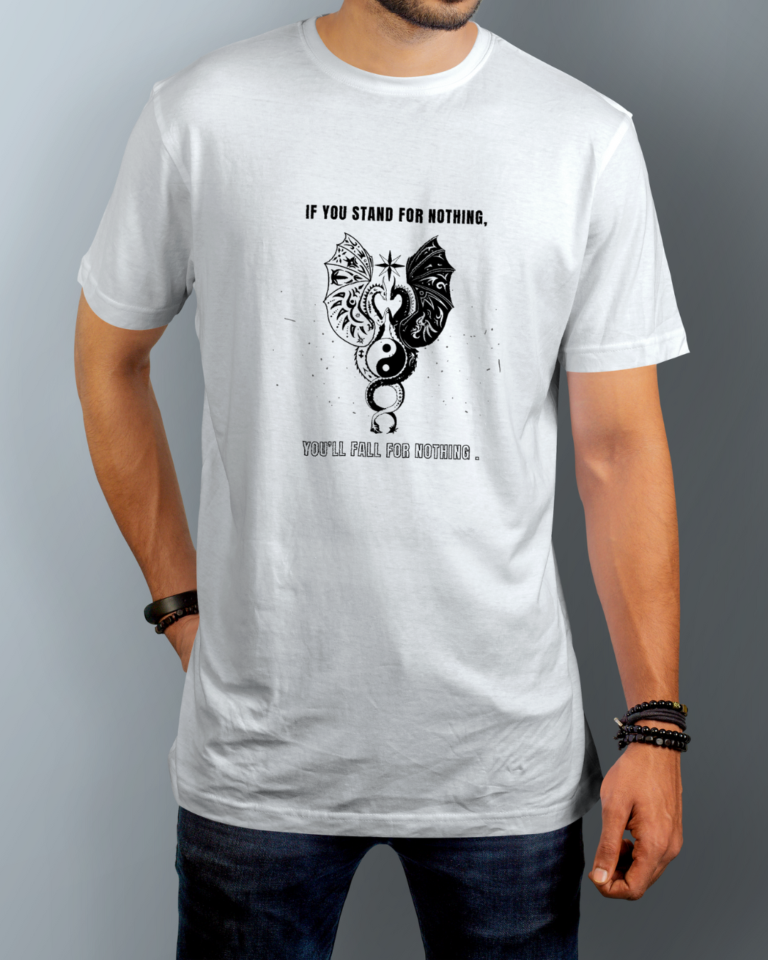 If you stand for nothing you'll fall for nothing  Graphic Designed Round Neck T-shirt