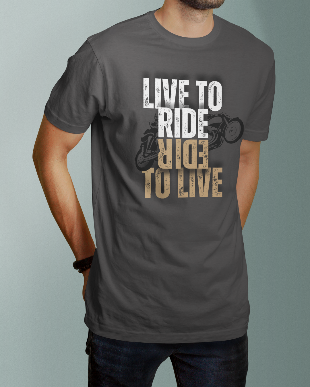 Live to Ride Graphic Designed Round Neck T-shirt