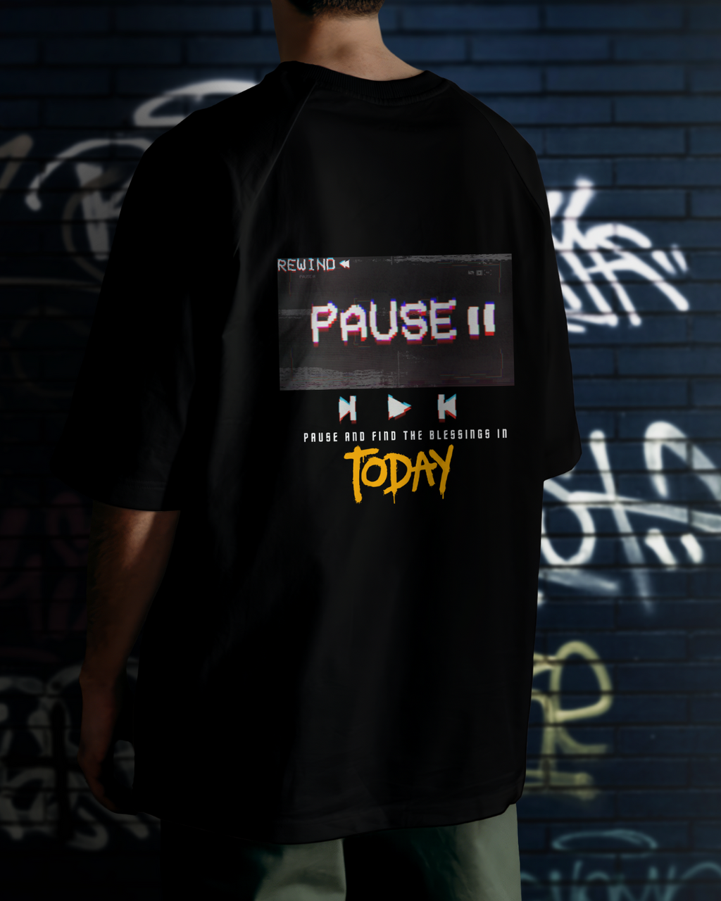 Pause Graphic Designed Oversized T shirts