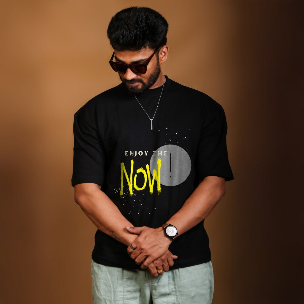 Enjoy the Now Black Oversized T-shirt