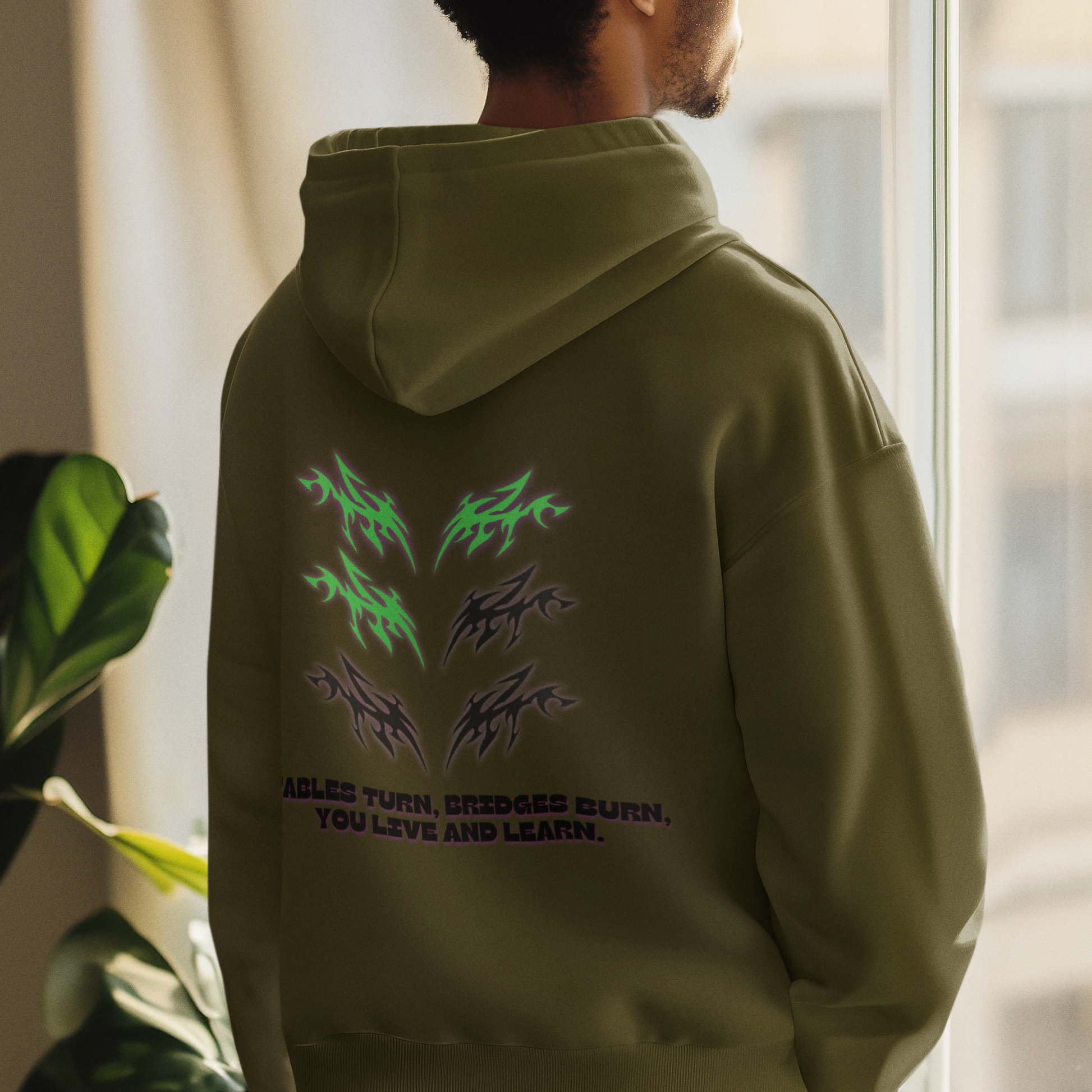 You Live and Learn - Olive Green Coloured Hoodie