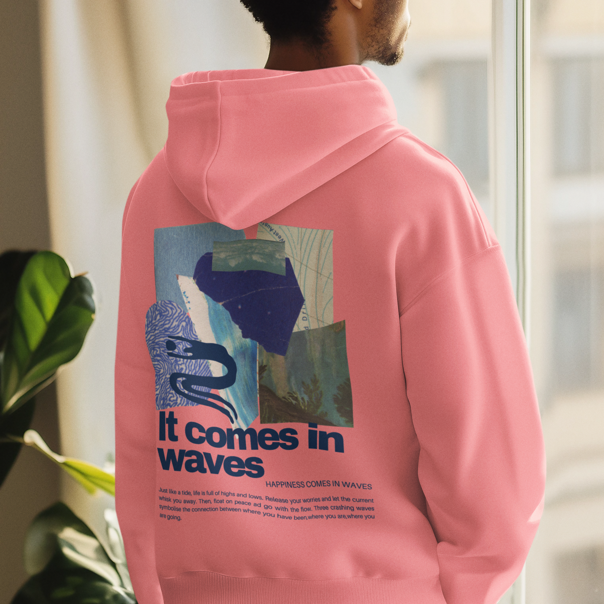 It comes in waves - Peach Coloured Hoodie