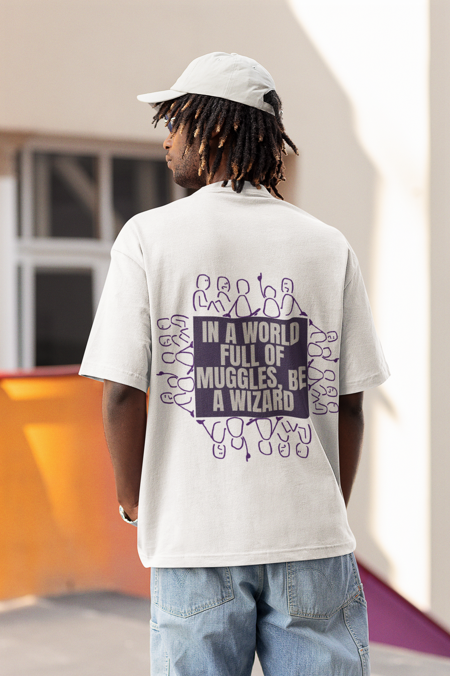 In a world full of muggles, be  a wizard  - White coloured Oversized T-shirt