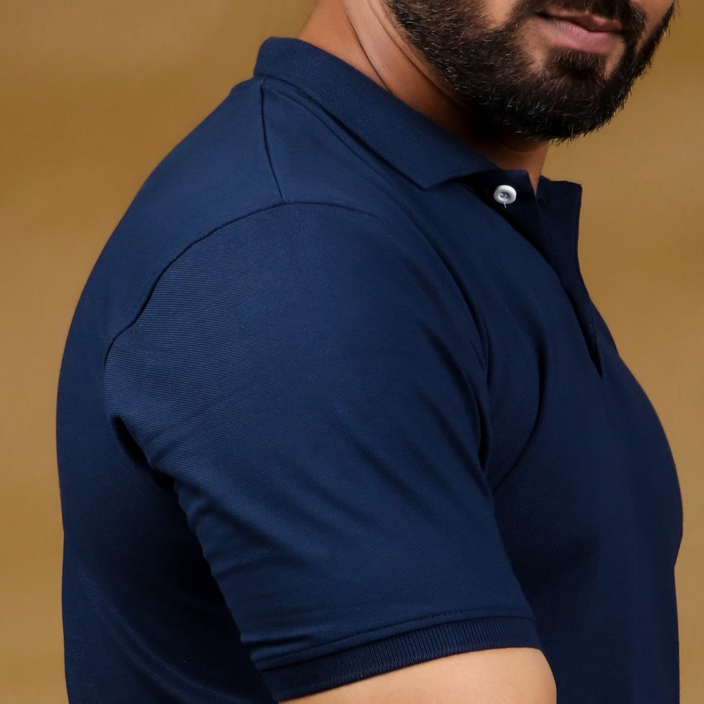 Plain - Navy Blue  Polo T-shirt