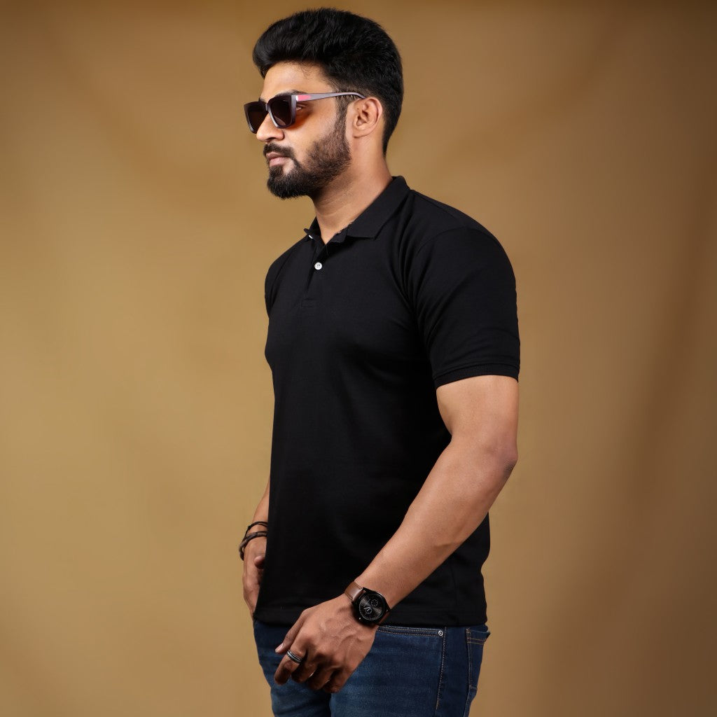 Plain - Black Polo T-shirt