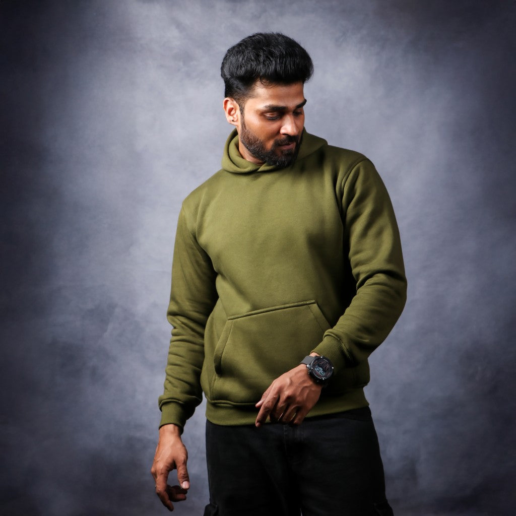 Plain - Olive Green Coloured Hoodie