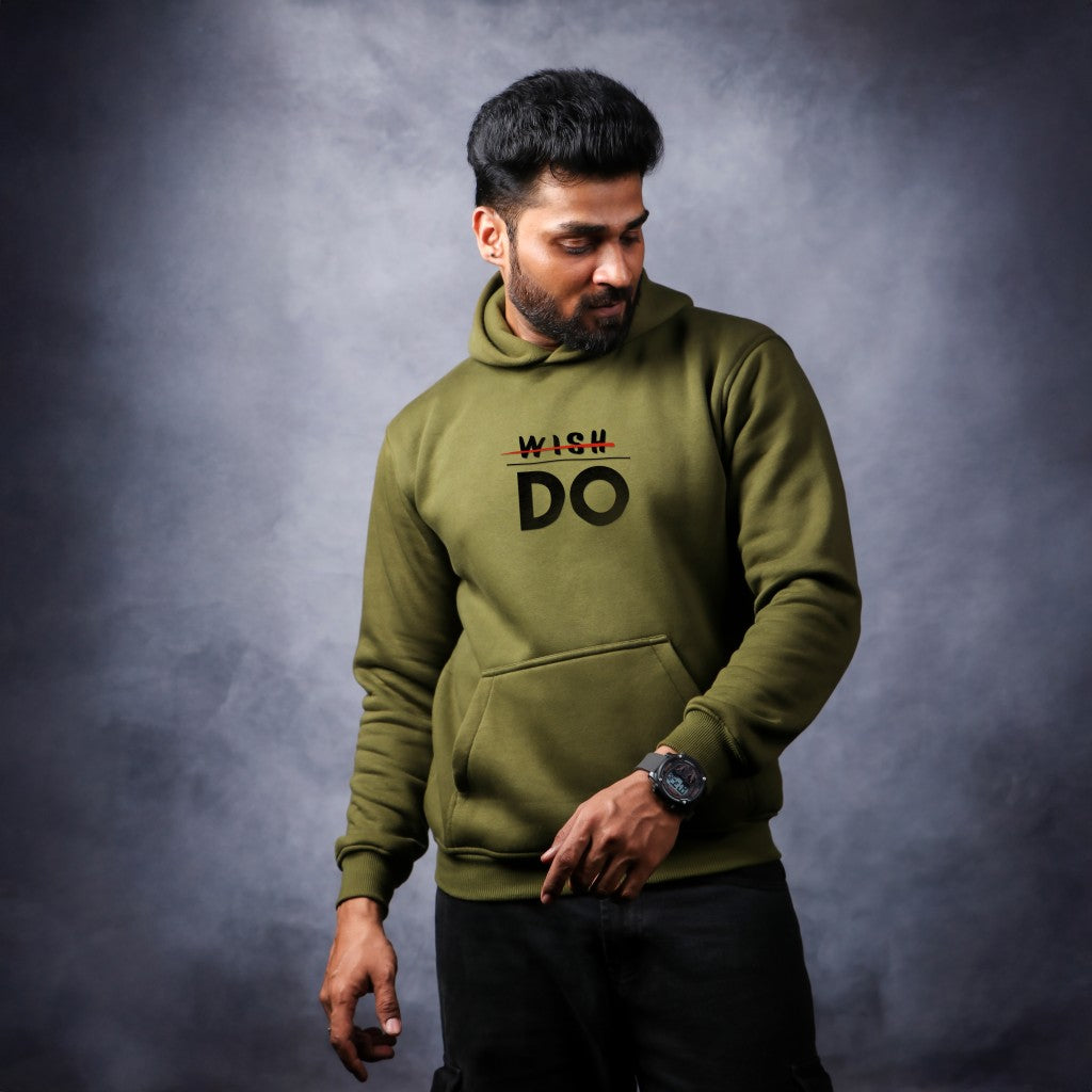 Wish Do - Olive Green Coloured Hoodie