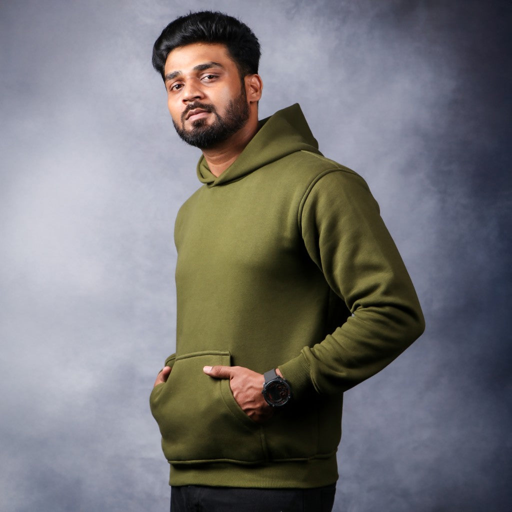 Plain - Olive Green Coloured Hoodie