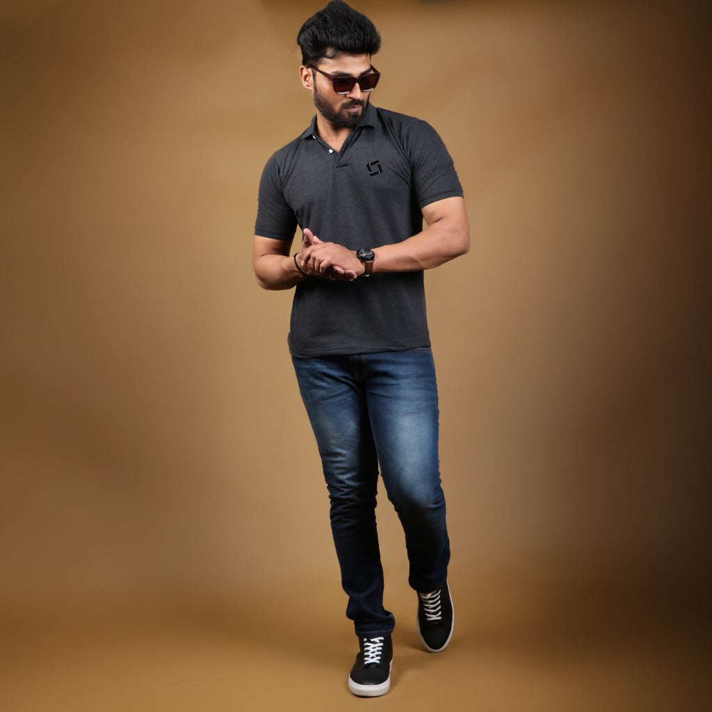 Plain - Grey Polo T-shirt