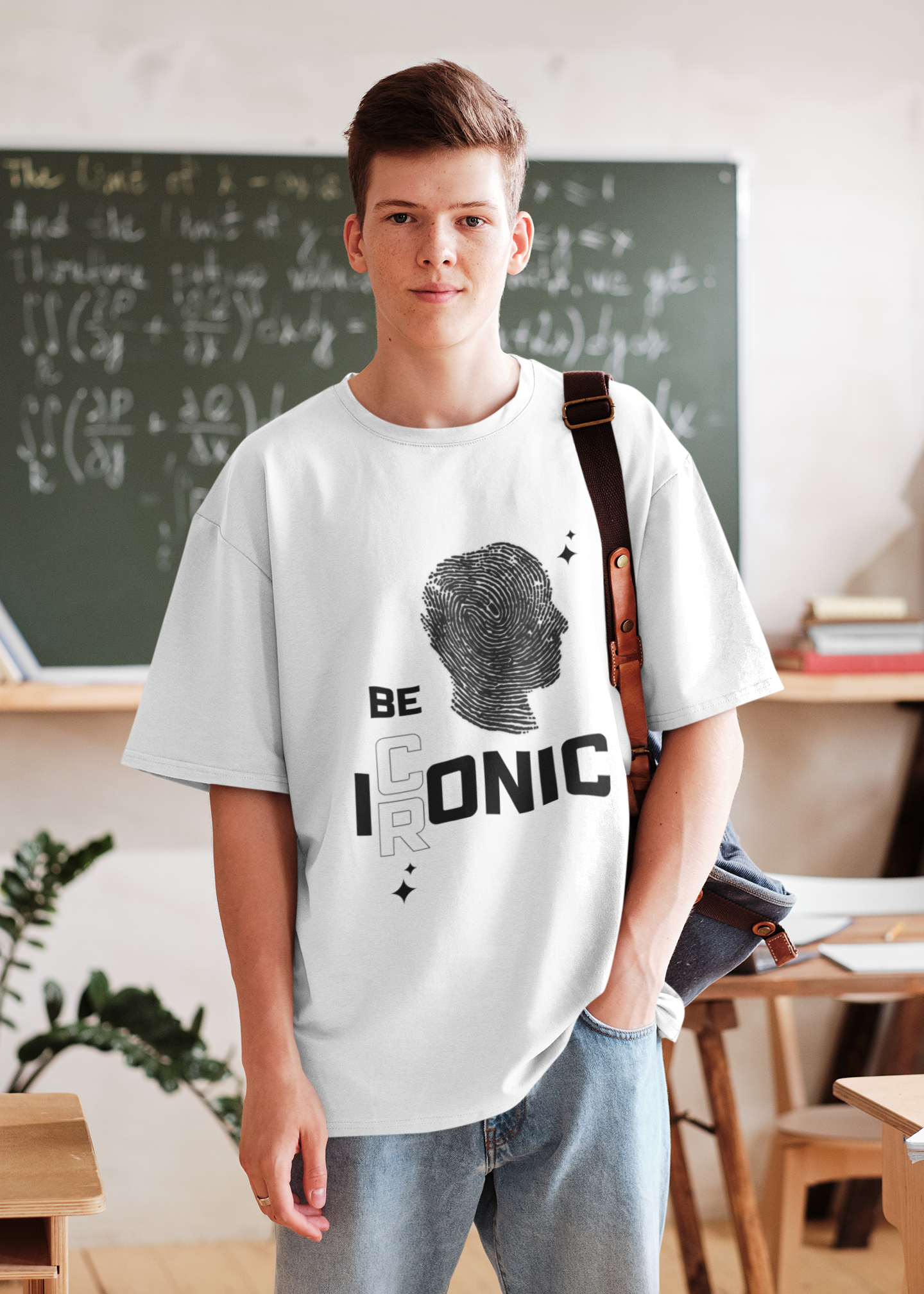 Be Iconic - Be Ironic  - White coloured Oversized T-shirt