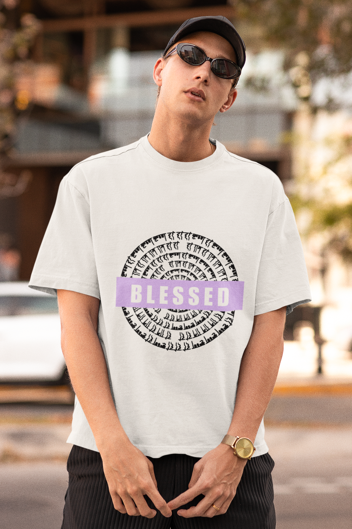 Blessed - White coloured Oversized T-shirt