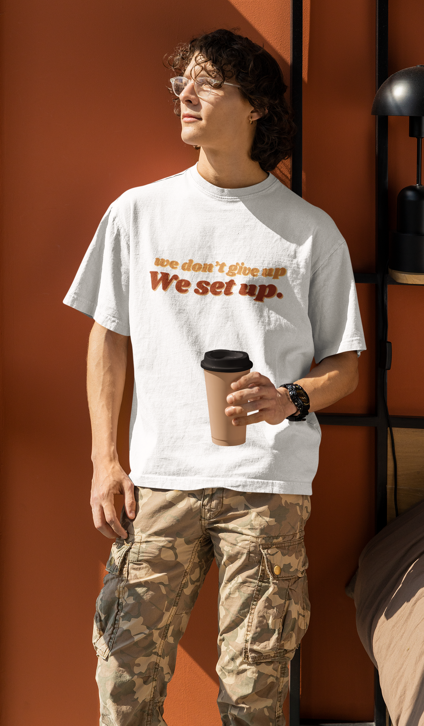 We don't give up We set up - White coloured Oversized T-shirt