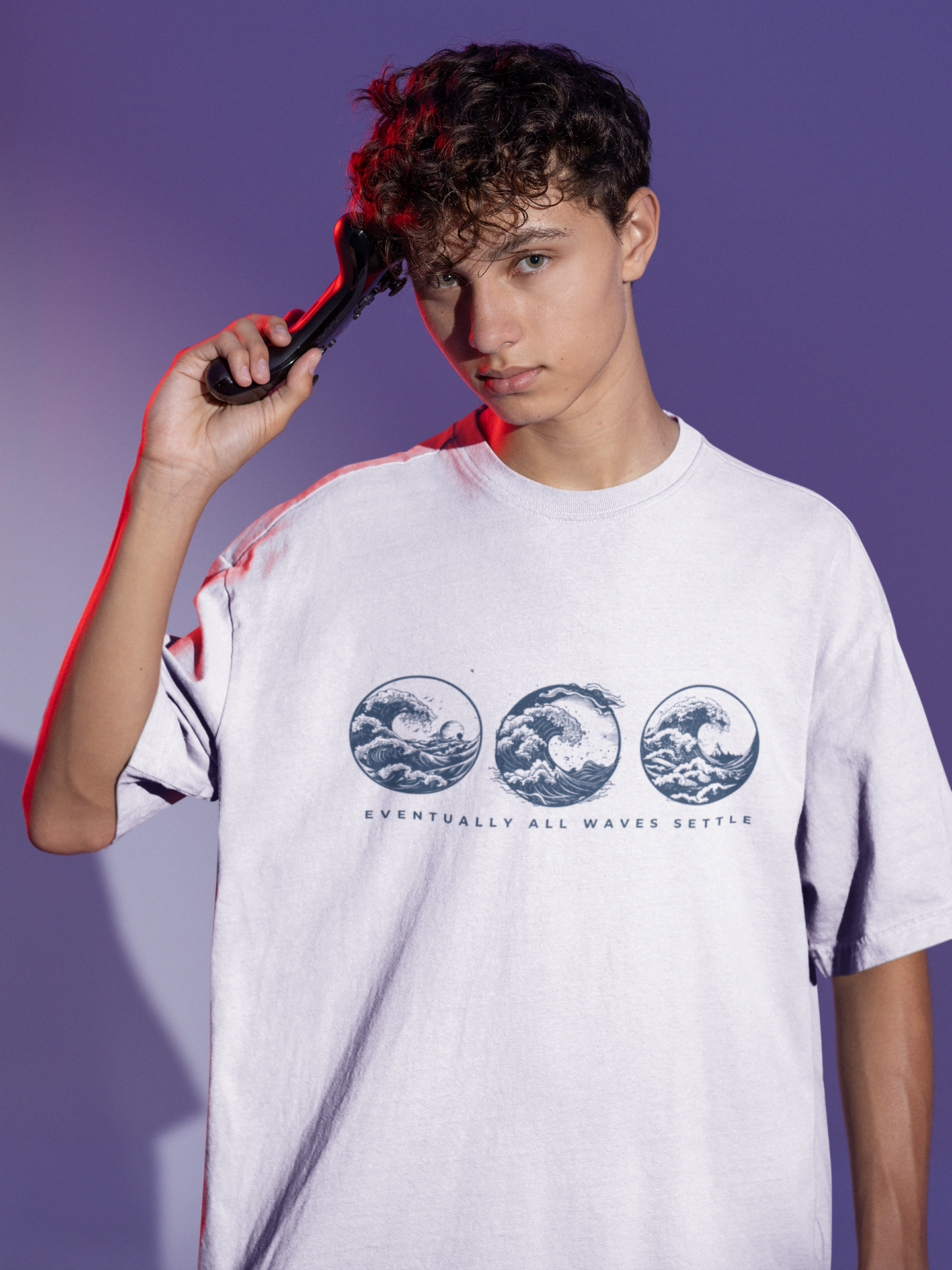 Eventually all waves settle  - White coloured Oversized T-shirt