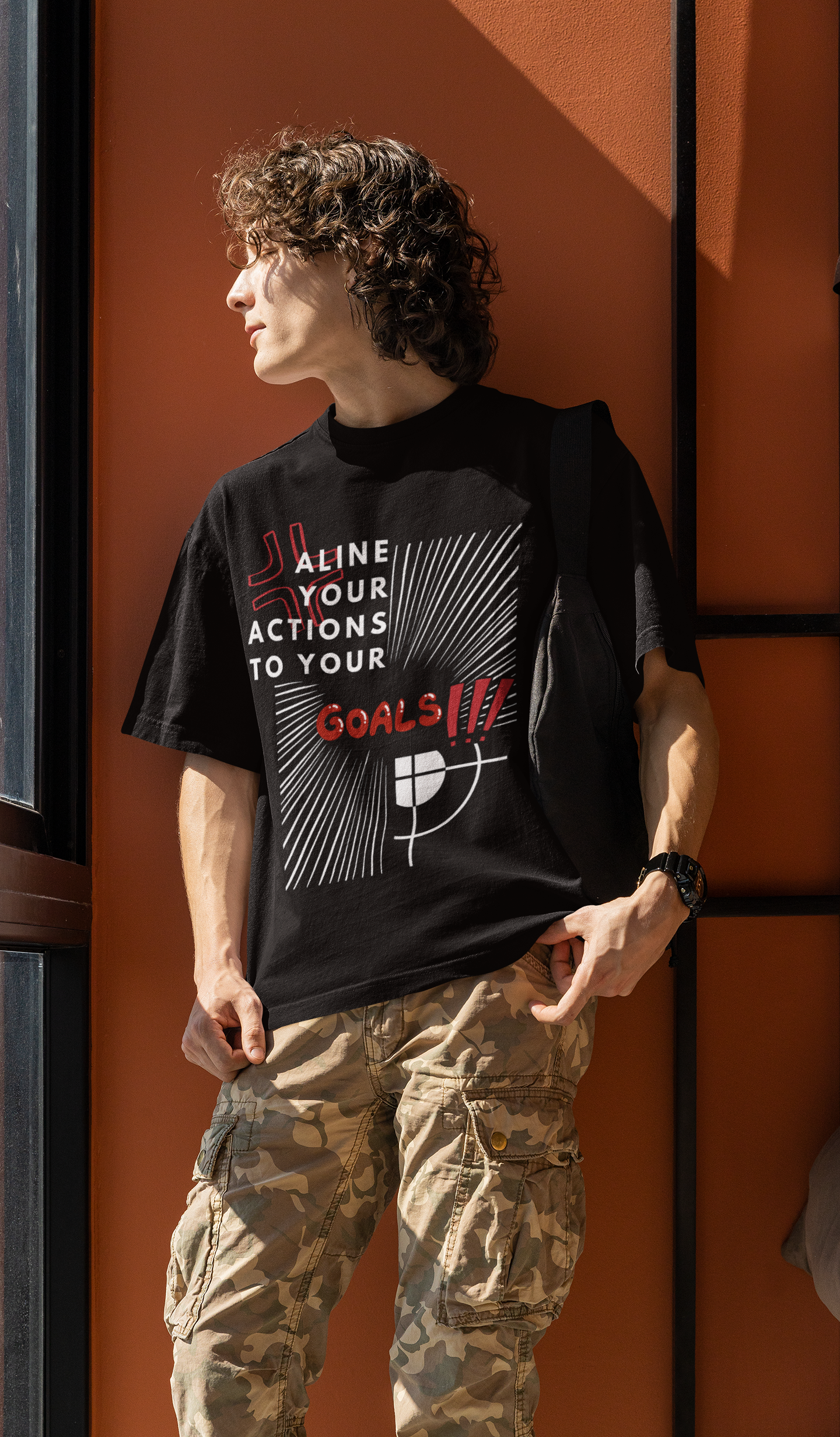 Align your goals Black Oversized T-shirt