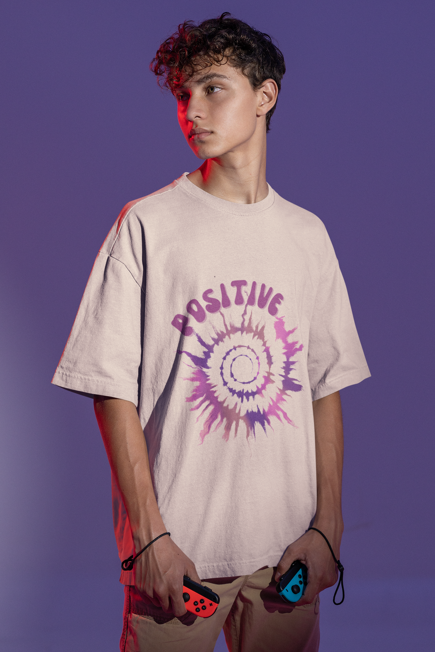 Positive - Beige coloured Oversized T-shirt