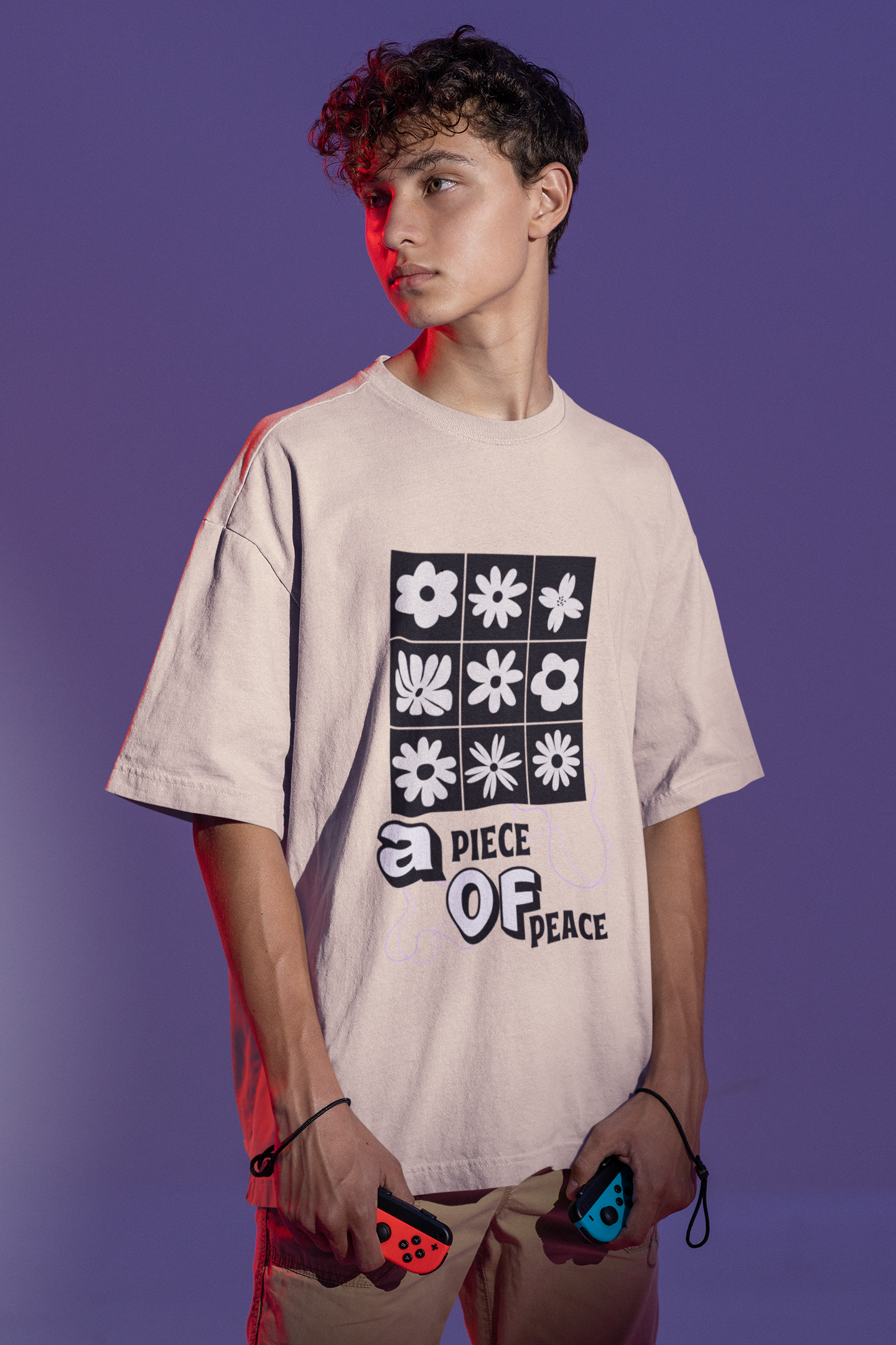 A Piece of Peace  - Beige coloured Oversized T-shirt