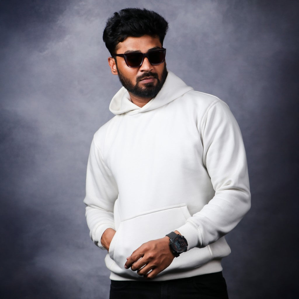 Plain - White Coloured Hoodie