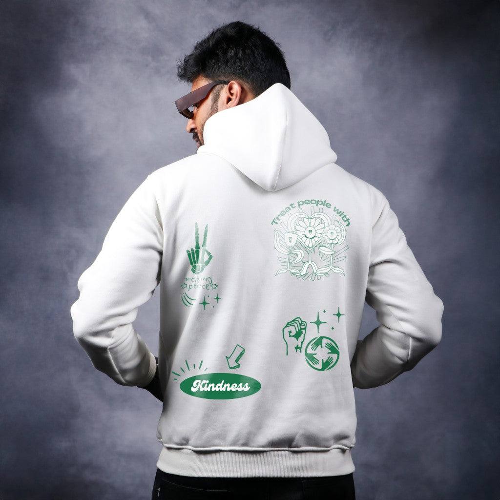 Treat people with Kindness - White Coloured Hoodie