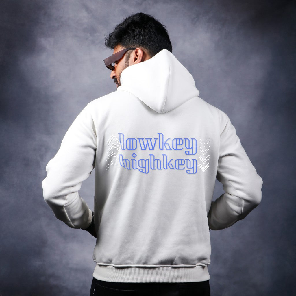 Lowkey Highkey - White Coloured Hoodie