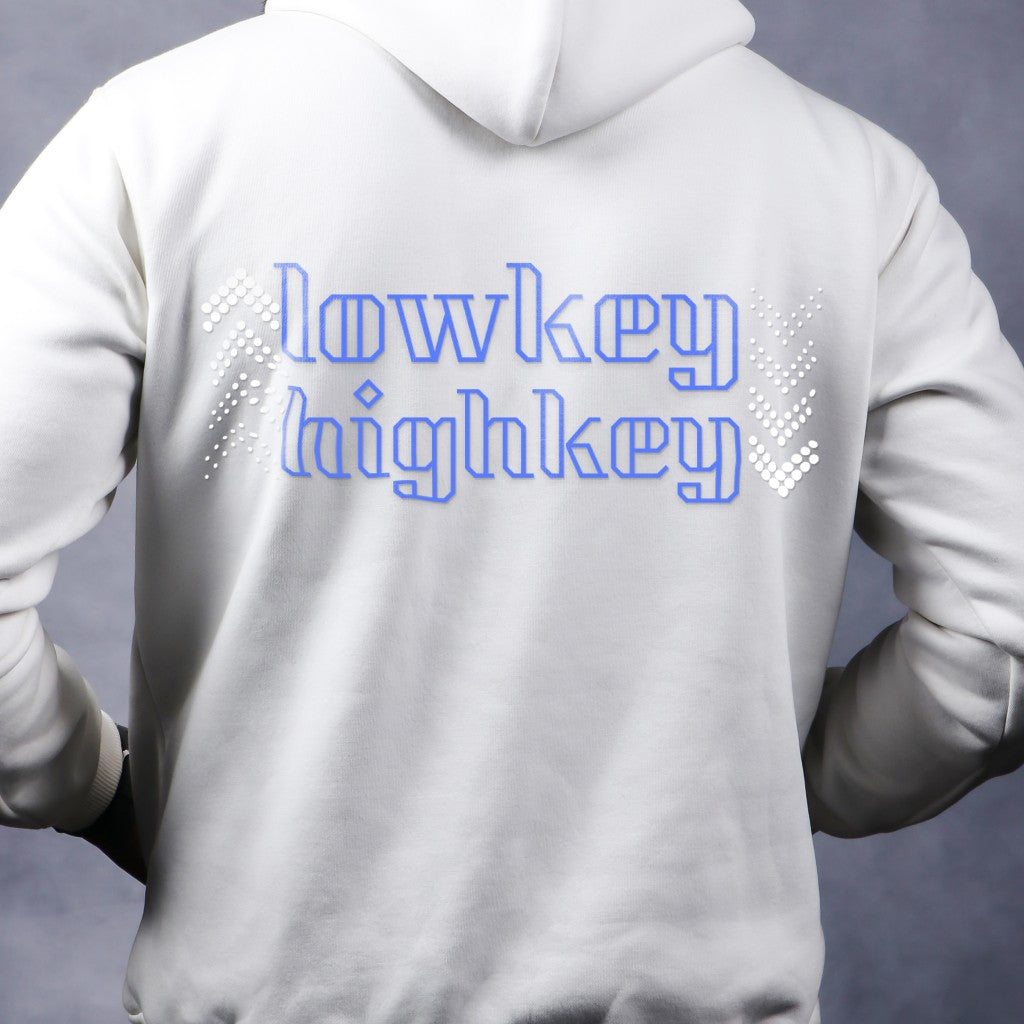 Lowkey Highkey - White Coloured Hoodie